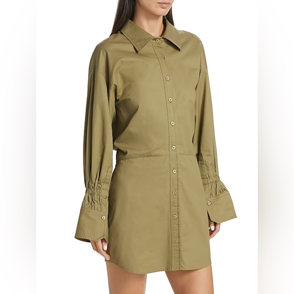 En Saison Hardin Olive Green Shirt Dress Small NWT Cotton Button Front Chic - Picture 1 of 13